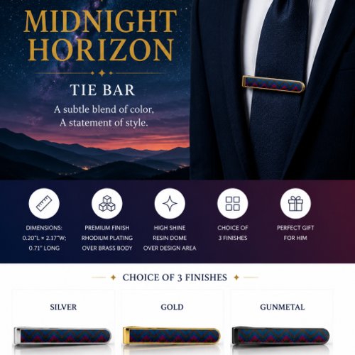 Midnight Horizon Gold Finish Tie Bar