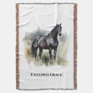Midnight Horse Ranch Cozy Decor Throw Blanket