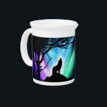 Midnight Howl Beverage Pitcher<br><div class="desc">The Aurora Borealis. A wolf howling in the silence of the night. The scene is both dramatic and beautiful making it a magical piece of artwork.</div>