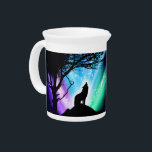 Midnight Howl Beverage Pitcher<br><div class="desc">The Aurora Borealis. A wolf howling in the silence of the night. The scene is both dramatic and beautiful making it a magical piece of artwork.</div>