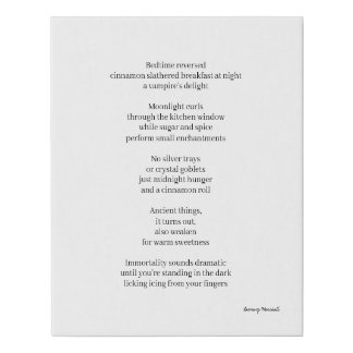 Midnight Hunger - Vampire eating Cinnamon Rolls Faux Canvas Print