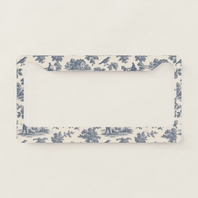 Midnight in the Meadow – Blue Toile License Plate  Frame (Front)