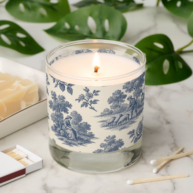 Midnight in the Meadow – Blue Toile Scented Jar Ca Candle (Lit)