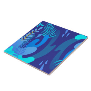 Midnight Indigo Botanical Decorative Tile