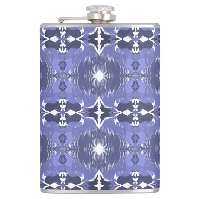 Midnight Indigo Kaleidoscope  Flask (Front)