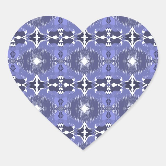 Midnight Indigo Kaleidoscope  Heart Sticker (Front)