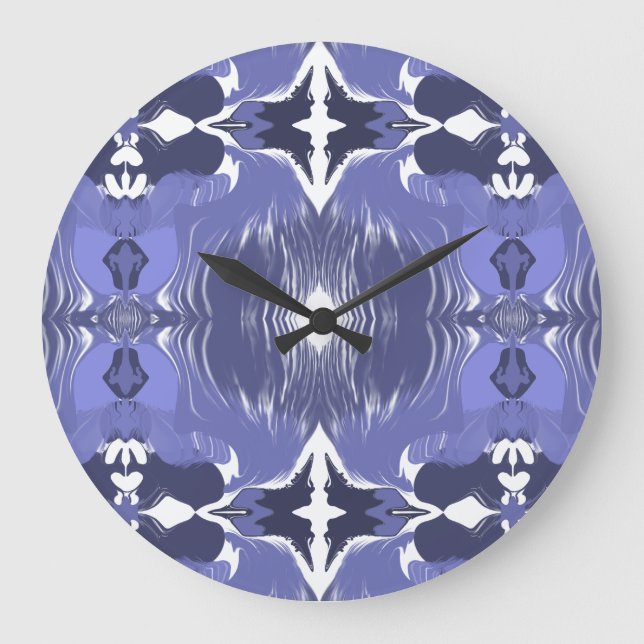 Midnight Indigo Kaleidoscope  Large Clock (Front)
