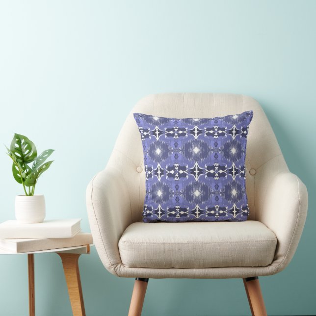 Midnight Indigo Kaleidoscope  Throw Pillow (Chair)