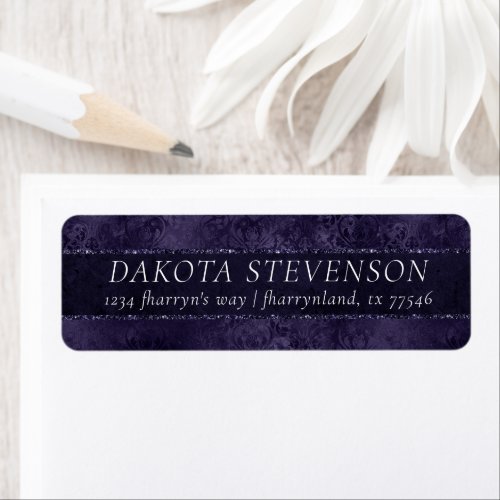 Midnight Indigo Romance  Satiny Grunge Address Label