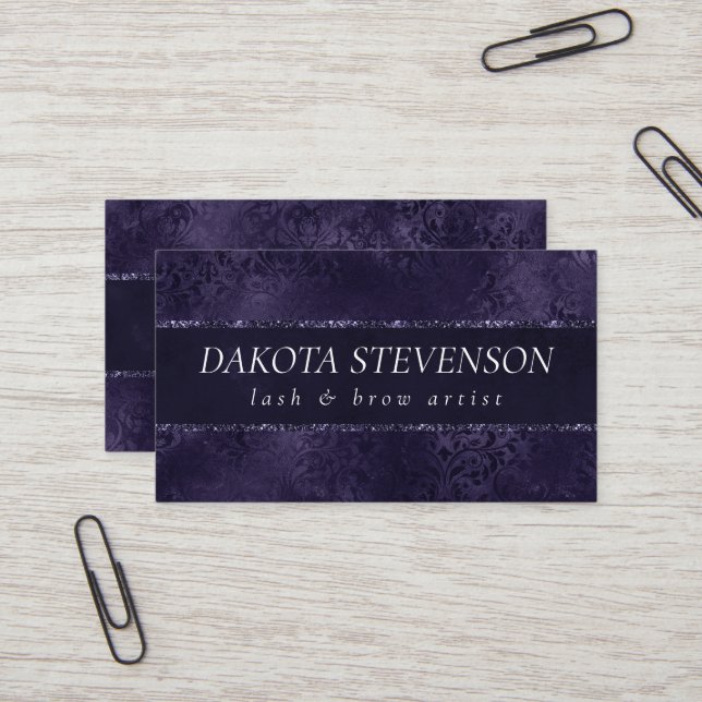 Midnight Indigo Romance | Satiny Grunge Branding Business Card (Front/Back In Situ)