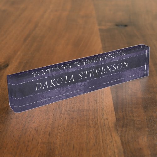 Midnight Indigo Romance  Satiny Grunge Branding Desk Name Plate