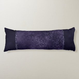 Midnight Indigo Romance Satiny Grunge Damask Body Pillow
