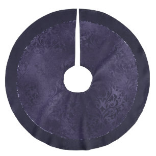 Midnight Indigo Romance Satiny Grunge Damask Brushed Polyester Tree Skirt