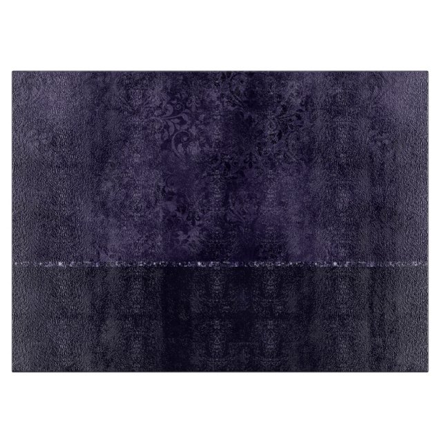 Midnight Indigo Romance | Satiny Grunge Damask Cutting Board (Front)