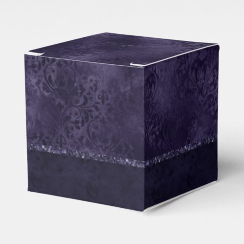 Midnight Indigo Romance  Satiny Grunge Damask Favor Boxes