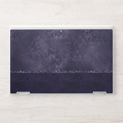 Midnight Indigo Romance  Satiny Grunge Damask HP Laptop Skin