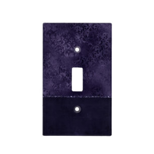 Midnight Indigo Romance Satiny Grunge Damask Light Switch Cover