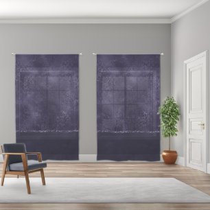 Midnight Indigo Romance Satiny Grunge Damask Sheer Curtains