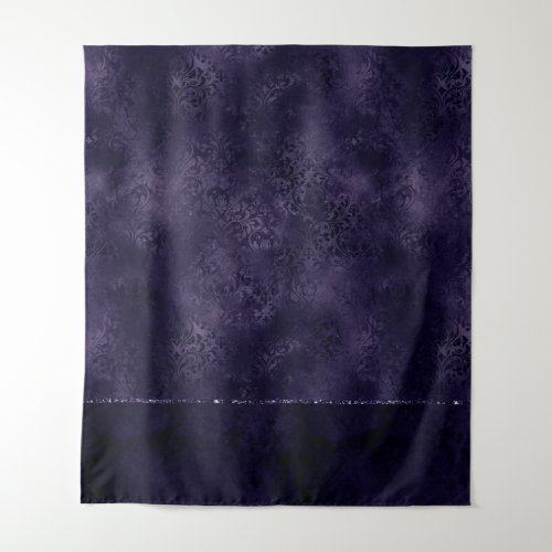 Midnight Indigo Romance  Satiny Grunge Damask Tapestry