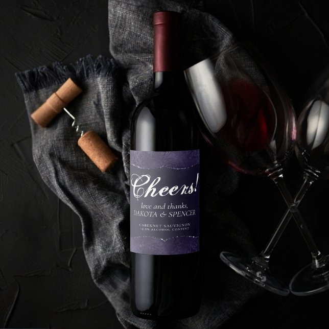 Midnight Indigo Romance | Satiny Grunge Favor Wine Label (Creator Uploaded)