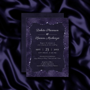 Midnight Indigo Romance Satiny Grunge Wedding Invitation