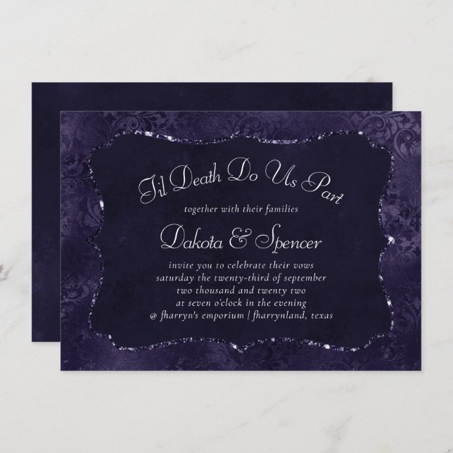 Midnight Indigo Romance | Satiny Grunge Wedding Invitation (Front/Back)