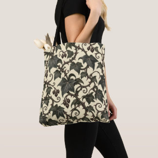 Midnight Ivy – Dark Gothic Botanical Vine Pattern Tote Bag