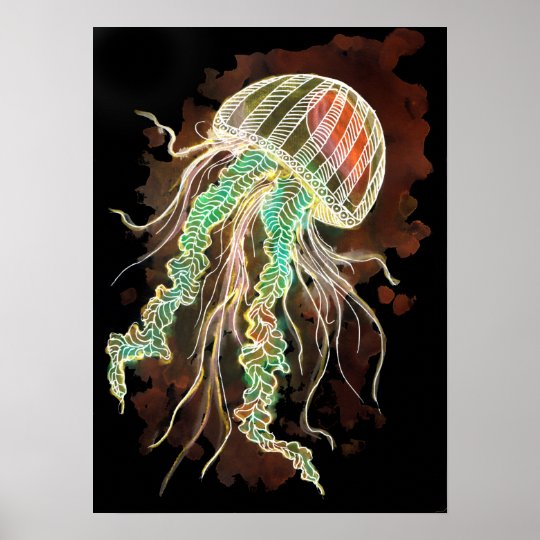 Midnight Jellyfish Poster