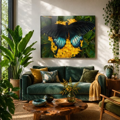 Midnight Jewel Butterfly Botanical Acrylic Print