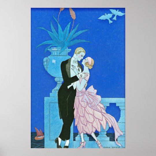 Midnight Kiss Art Deco Poster