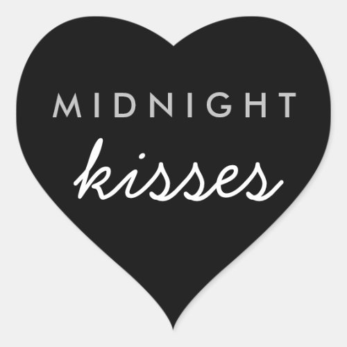 Midnight Kisses Wedding Party Sticker Black Silver