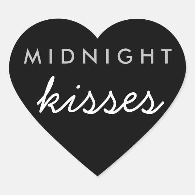 Midnight Kisses Wedding Party Sticker Black Silver (Front)
