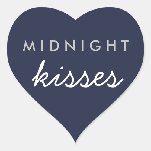 Midnight Kisses Wedding Party Sticker Navy Silver