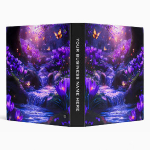 Midnight Lavender Cascade Blossoms 3 Ring Binder