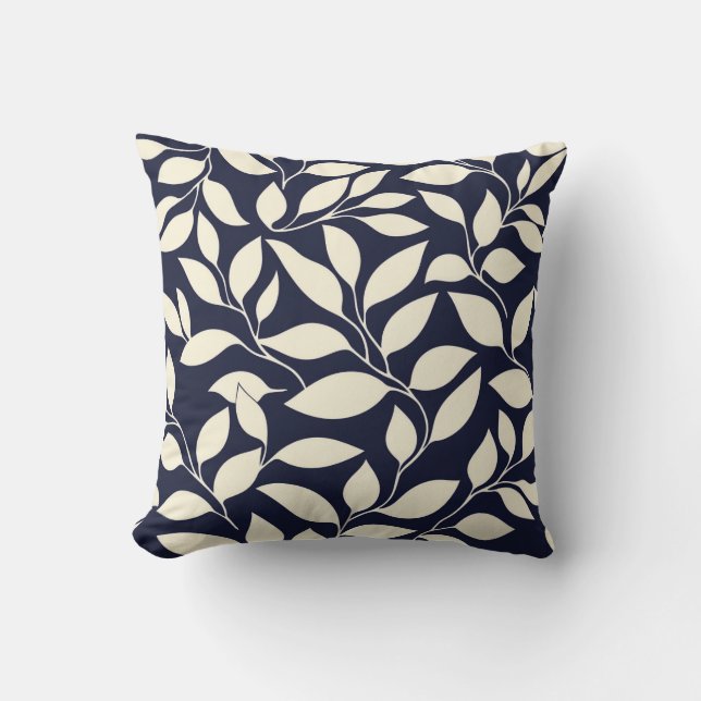 Midnight Leaf Throw Pillow (Front)