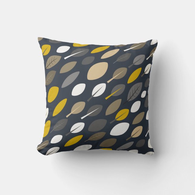 Midnight Leaves Throw Pillow (Front)
