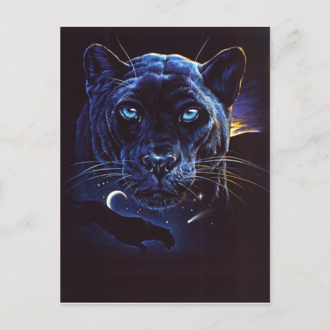 Midnight Leopard Portrait Postcard (Front)