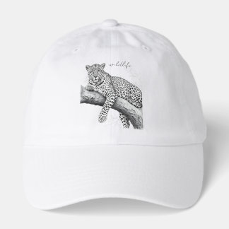 Midnight Leopard , Wildlife Illustration Hat