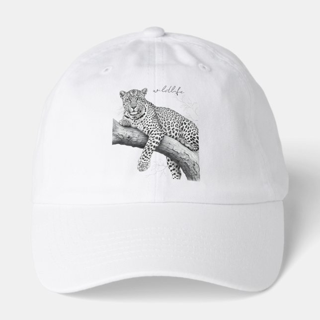 Midnight Leopard , Wildlife Illustration  Hat (Front)