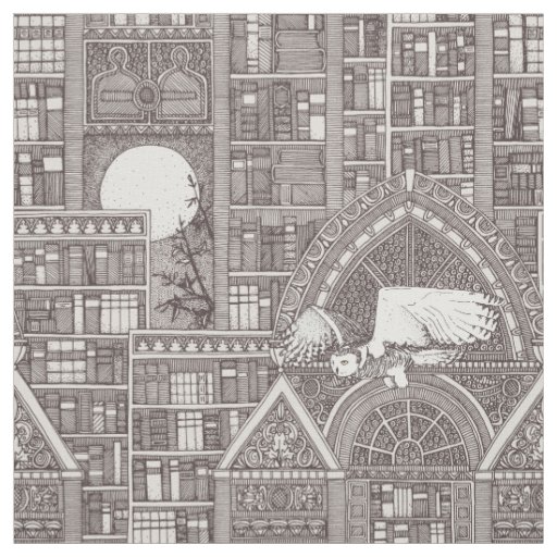 midnight library brown Fabric