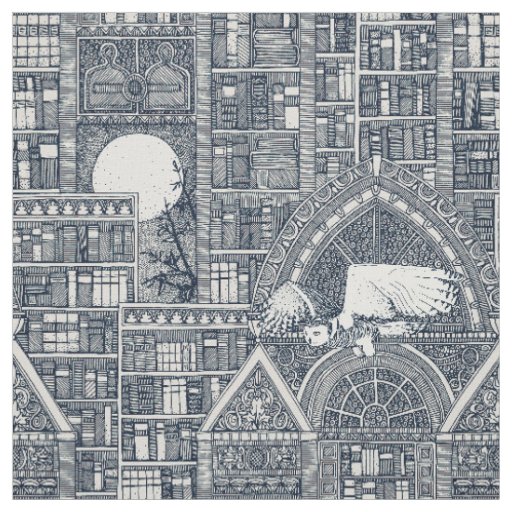 midnight library indigo Fabric