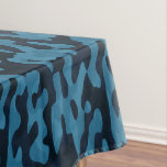 Midnight, light blue, muted blue, dark blue camo tablecloth
