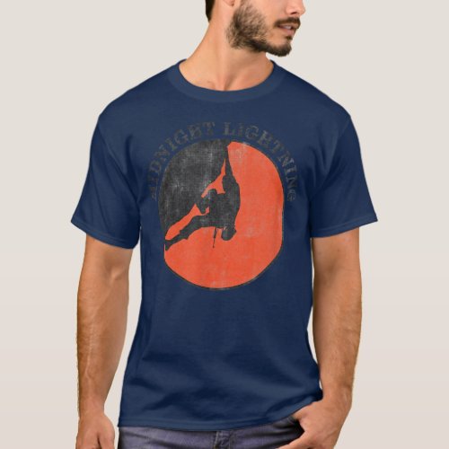 MIDNIGHT LIGHTNING Distressed Bouldering Rock Clim T_Shirt