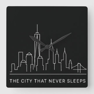 Midnight Lines: NYC Never Sleeps Square Wall Clock