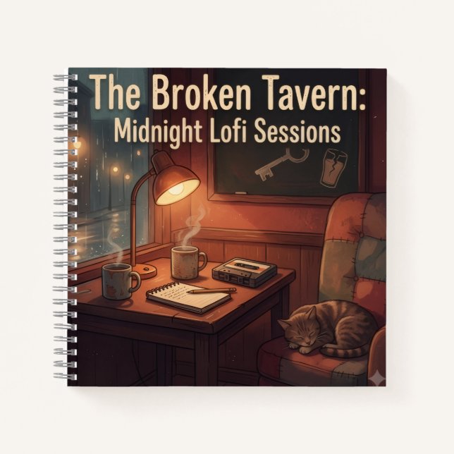 Midnight Lofi Sessions Journal — Cozy Notebook (Front)