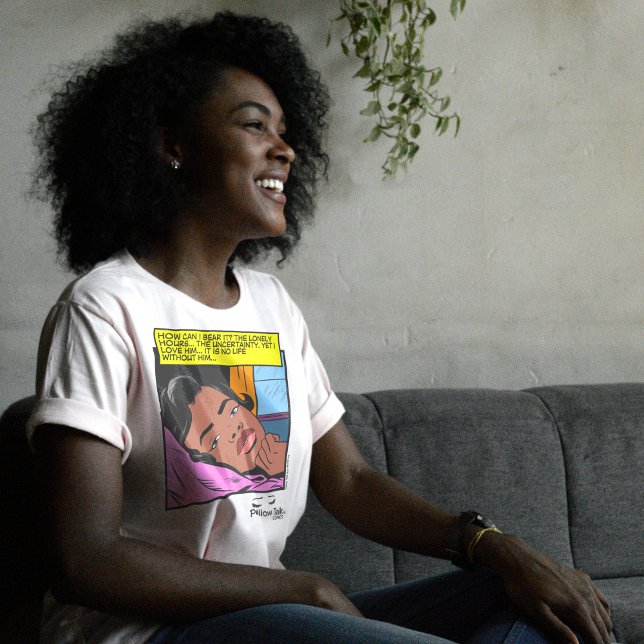 Midnight Longing Lonely Hearts Retro Romance Comic Tri-Blend Shirt (Lonely Hours Pillow Talk)