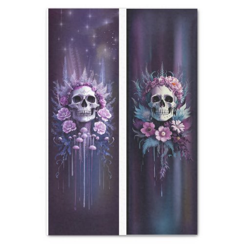 Midnight Macabre Stunning Gothic Skull in Plum Tissue Paper
