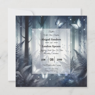 Midnight Magic and Moonlit Wings Wedding Invitatio Invitation