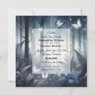 Midnight Magic and Moonlit Wings Wedding Invitation