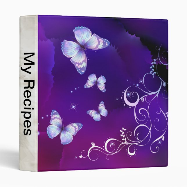 Midnight Magic Butterflies 3 Ring Binder (Front/Spine)